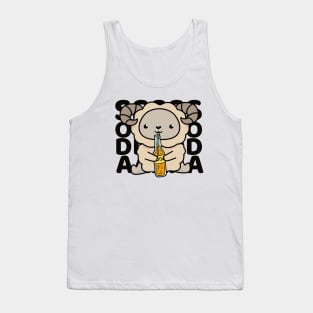 Kawaii Sheep Loves Soda - Black Tank Top